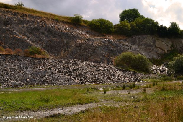 Scleddau Quarry, since abandoned and being reclaimed by nature