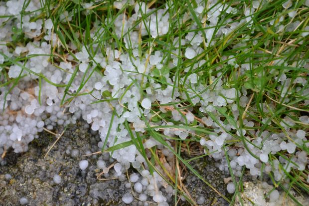 Nowhere near the size of the hail in the US, but still hard and noisy